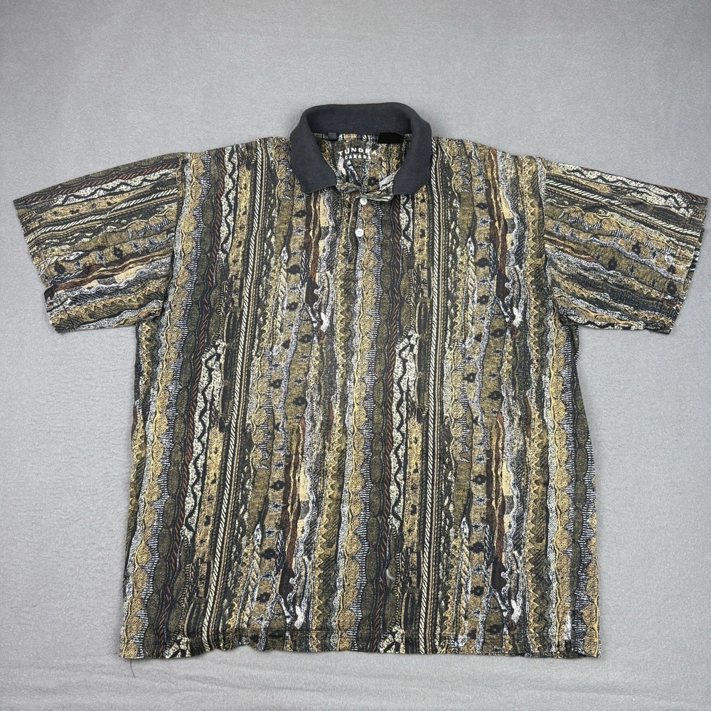 Tundra Polo Shirt Mens XL Multicolor Animal Stripe Pattern Vintage Style Canada